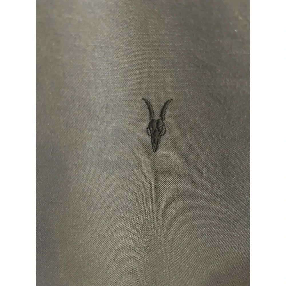 AllSaints‎ Huntington LS Shirt Charcoal Grey Ramskull